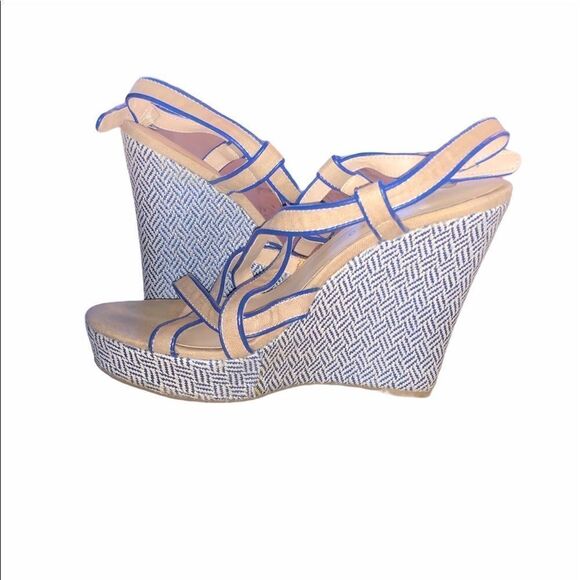 The Limited Tan and Blue Heel Shoes Size 8.5 - Picture 4 of 4